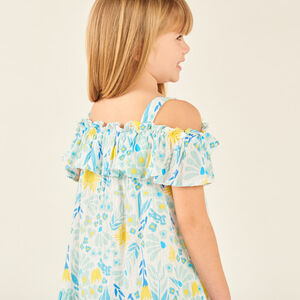 Ropita de tirantes con estampado primaveral para niña 