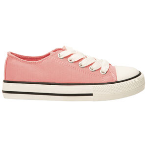 Zapatillas bajas de lona rosas con cordones para niña 
