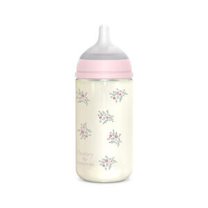 Biberón de vidrio con tetina simétrica SX Pro M 240ml Poetry rosa 