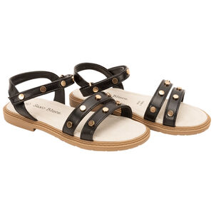 Sandalias velcro efecto cuero con remaches dorados para niña 