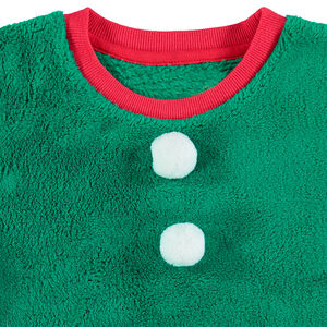 Pijama de duende de Navidad niño en polar, disfraz con conjunto y gorro 