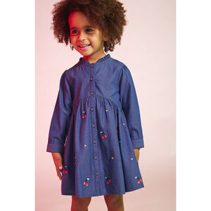 Vestido de lyocell con mangas largas y bordados de cerezas para bebé niña  Main Vestido de lyocell con mangas largas y bordados de cerezas para bebé niña