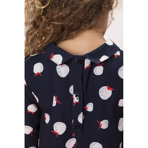 Vestido corto de manga larga con estampado de manzanas niña 