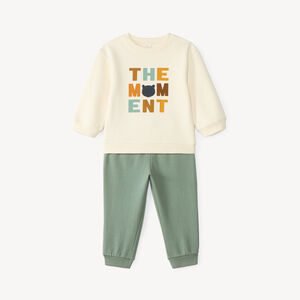 Conjunto de chándal para bebé niño de felpa con estampado divertido. 