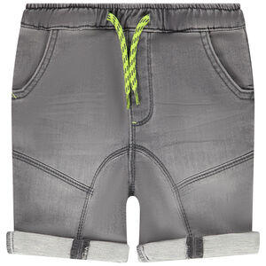 Bermudas de denim liso con cordón en contraste para bebé niño 