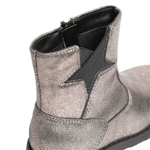 Botines plateados efecto piel con cremallera y elástico para niña 