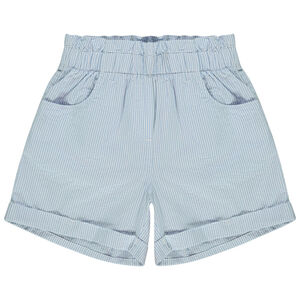 Short paperbag en tela rayada para niña 