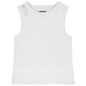 Camiseta sin mangas lisa de punto acanalado con cuello fantasía para niña  Main Camiseta sin mangas lisa de punto acanalado con cuello fantasía para niña