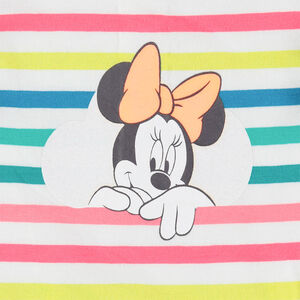 Conjunto camiseta de rayas print Minnie Disney y short toalla 