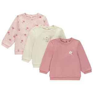 Lote de 3 sudaderas de felpa con estampado para bebé niña  Main Lote de 3 sudaderas de felpa con estampado para bebé niña