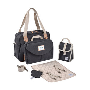 Bolso de cambiador + accesorios Ginebra II gris jaspeado oscuro 