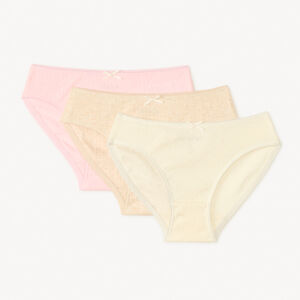 Conjunto de 3 braguitas lisas de puntilla para niña 