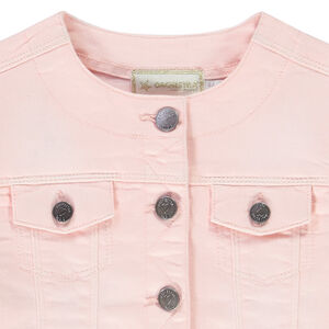 Veste en jean rose col mao pour fille 