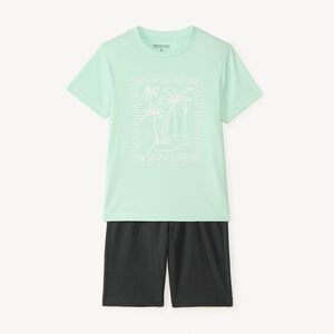 Conjunto corto de 2 piezas con estampado de palmera para niño 