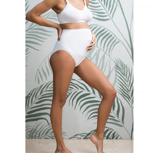 Pantalones de embarazo de tiro alto sin costuras en microfibra 