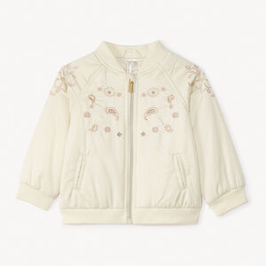 Bonito bomber satinado con bordados cachemire para niña. 