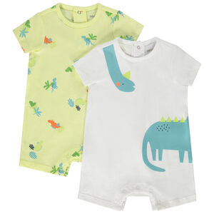 Lot de 2 combinaisons courtes motifs dinosaures pour bébé garçon 