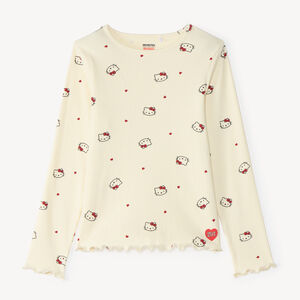 Camiseta de niña de manga larga de canalé Hello Kitty 