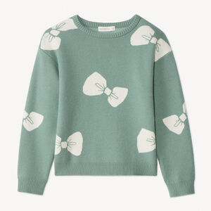 Pull manches longues semi-oversize motif nœud pour fille  Main Pull manches longues semi-oversize motif nœud pour fille