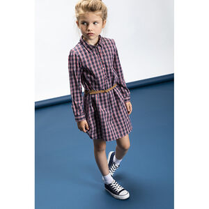 Robe chemise à carreaux + ceinture pour fille Main Robe chemise à carreaux + ceinture pour fille