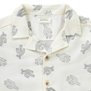 Camisa de manga corta con cuello cubano y estampado de cactus para niño 