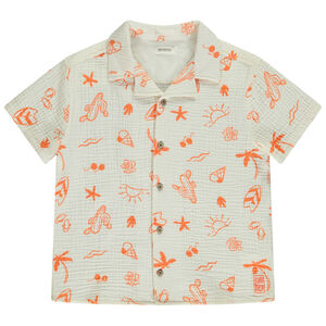 Camisa manga corta en tetra estampado vacaciones para niño 