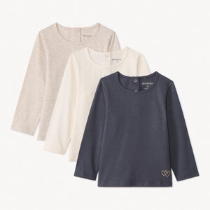 Lot de 3 t-shirts manches courtes uni pour bébé fille  Main Lot de 3 t-shirts manches courtes uni pour bébé fille