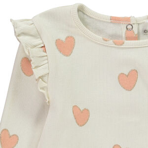 Camiseta de manga larga con volantes en punto acanalado para bebé niña 