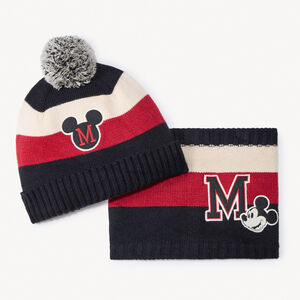 Set bonnet + snood en tricot Mickey Disney pour garçon 