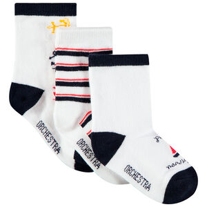 Pack de 3 pares de calcetines con estampado marino para bebé niño 