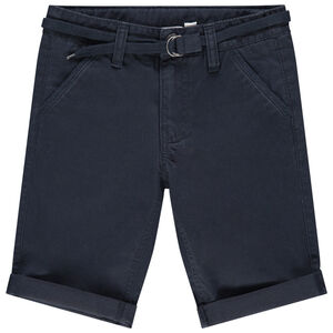 Bermudas de algodón lisas con cinturón ajustable Main Bermudas de algodón lisas con cinturón ajustable