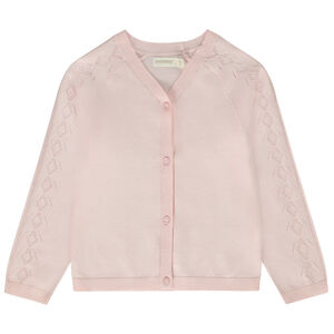 Gilet mangas raglán de punto calado para niña 