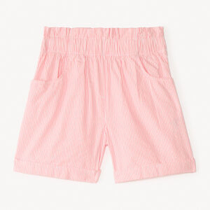 Short paperbag en tela rayada para niña 