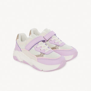 Zapatillas deportivas de malla y purpurina para niña 