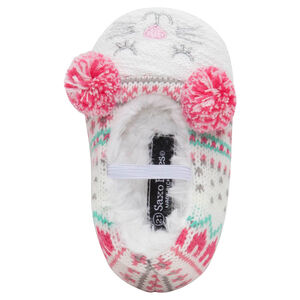 Zapatillas de punto con forro de borreguillo y pompones 