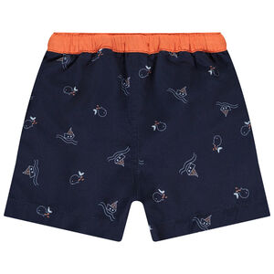 Short de baño estampado de ballenas y veleros para bebé niño 