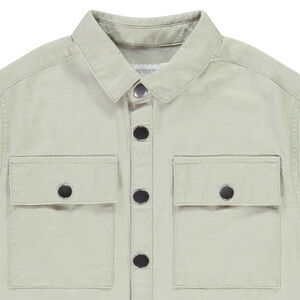 Camisa de manga larga lisa en tela con bolsillos para niño 