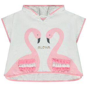 Capa de baño de esponja con estampado de flamencos rosas para bebé niña 