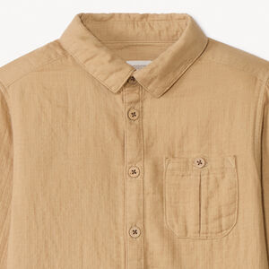 Camisa de manga larga lisa con bolsillo niño 
