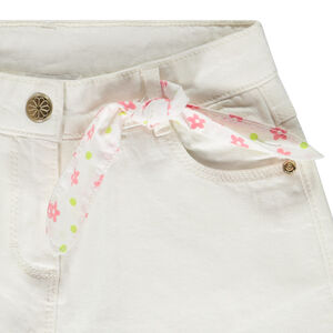 Bermudas de denim con pañuelo floral para niña 