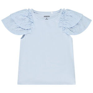 Camiseta de manga corta bordada con volantes para niña  Main Camiseta de manga corta bordada con volantes para niña