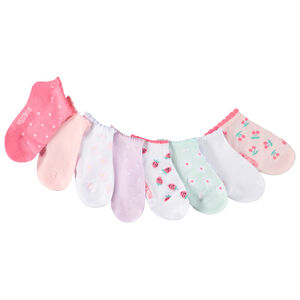 Pack de 8 pares de calcetines cortos con motivos niña 
