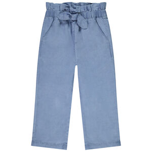 Pantalón ancho corte paper bag con lazo para niña 