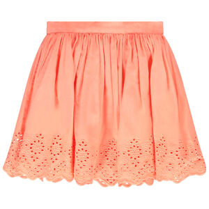 Jupe courte patineuse avec broderie anglaise fille 
