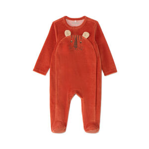 Pijama de felpa bebé niño con bolsillo lúdico de león 