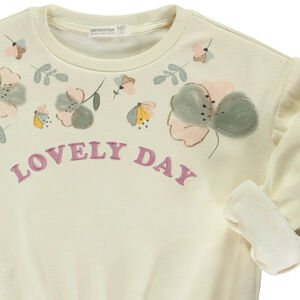 Sudadera oversize con flores y estampados para niña  Main Sudadera oversize con flores y estampados para niña