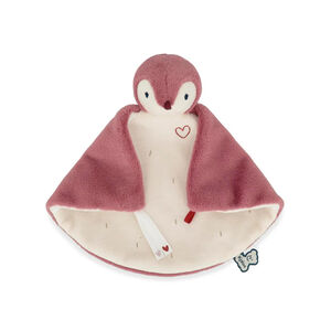 Doudou manchot rose 