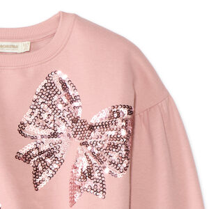 Sweat fille en molleton gratté à nœuds en sequins 
