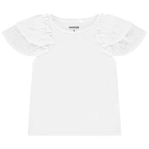 Camiseta de manga corta bordada con volantes para niña  Main Camiseta de manga corta bordada con volantes para niña