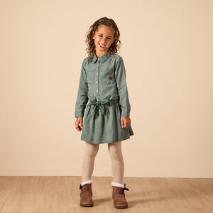 Vestido de manga larga estilo camisa con cinturón para niña  Main Vestido de manga larga estilo camisa con cinturón para niña